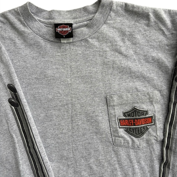 VTG Y2K Harley Chrome Tail Pipes Long Sleeve Santa Fe LARGE - Picture 2 of 5